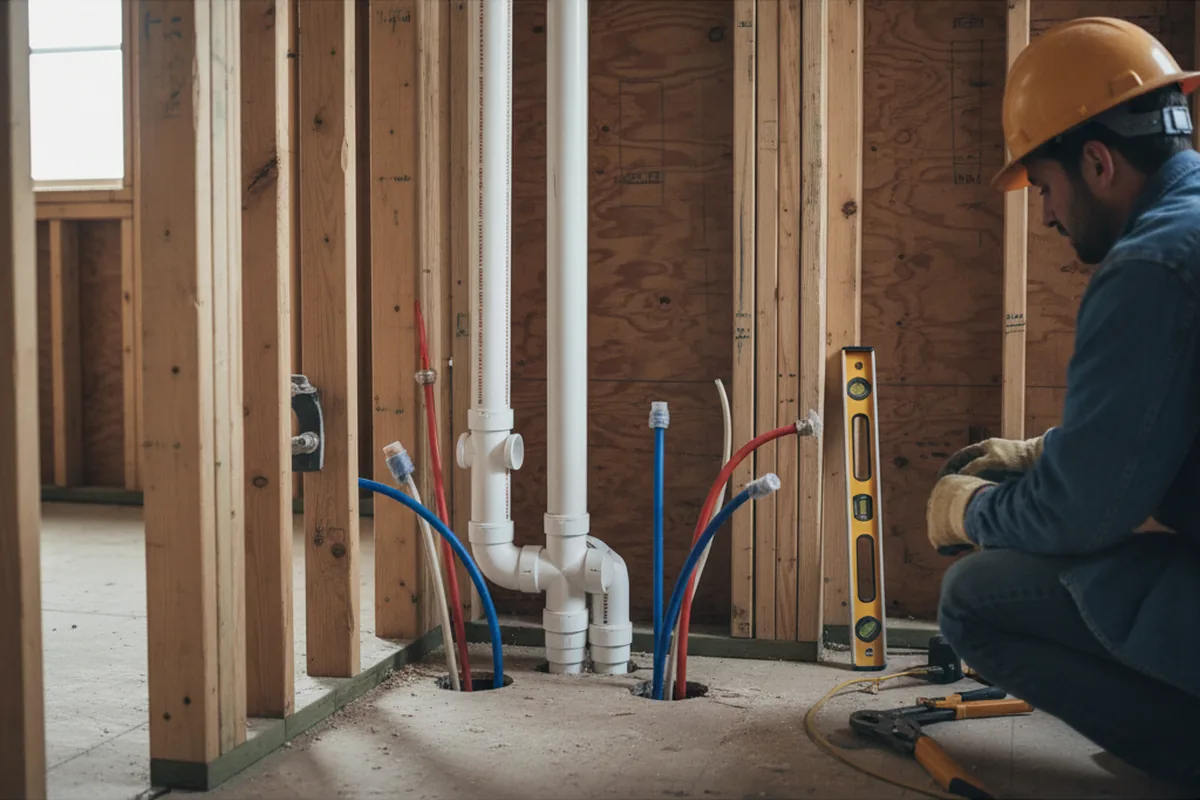 Drain and supply rough-in during Drain Cleaning in Block Island